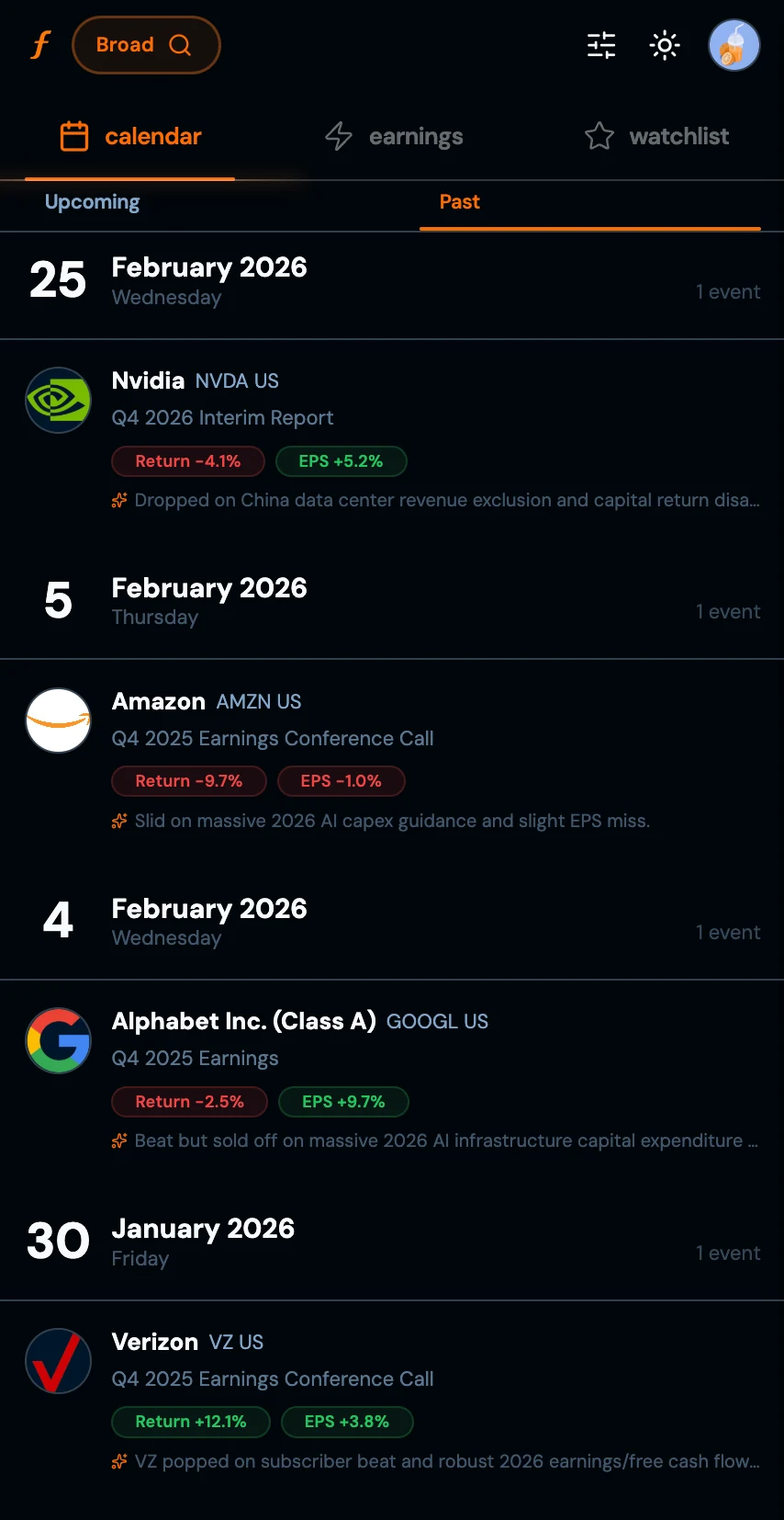 AI Move Driver on mobile — past earnings cards annotated with one-sentence AI explanations